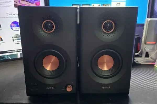 EDIFIER MR5 Speakers, Asus OLED Display, MSI AIO Cooler, and ORICO X50 Enclosure